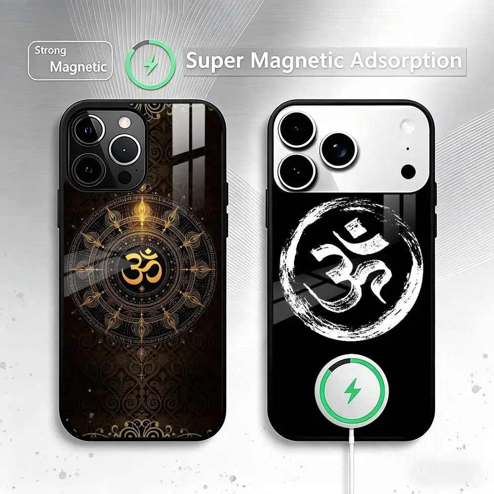 Y-Yoga Aum Om Mandala Elegants Phone Case For iPhone17,16,15,14,13,12,11 Plus,Pro Magnetic For Magsafe Wireless Charging