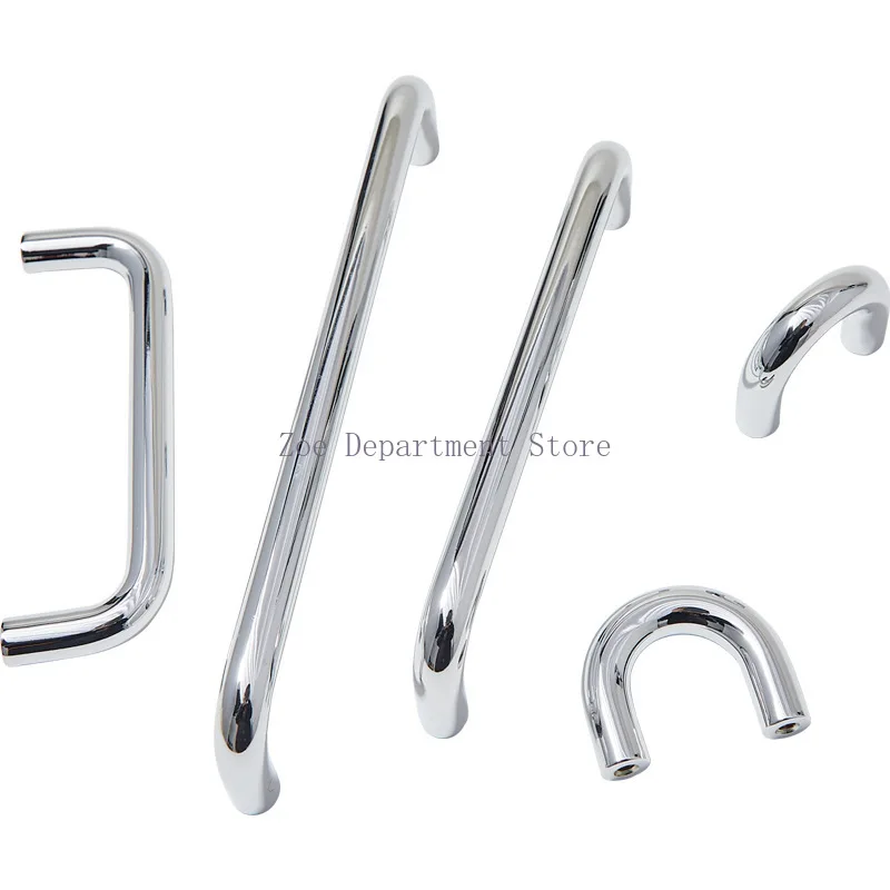 Italian U-shaped solid brass drawer handle French cream style simple light luxury silver bright chrome cabinet door handle
