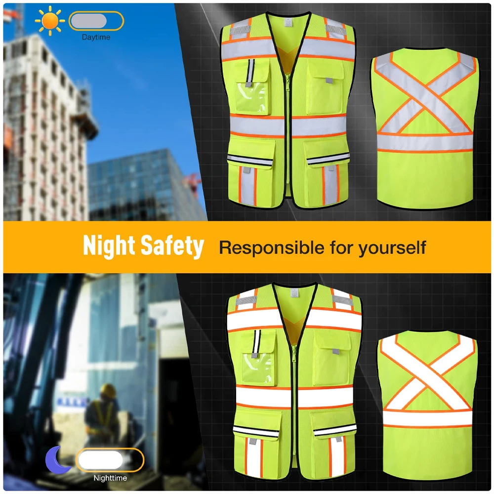 Hi Vis Workwear Working Clothes Custom Logo Construction Road Building Work Vest Uniforms Meets ANSI/ISEA Standards
