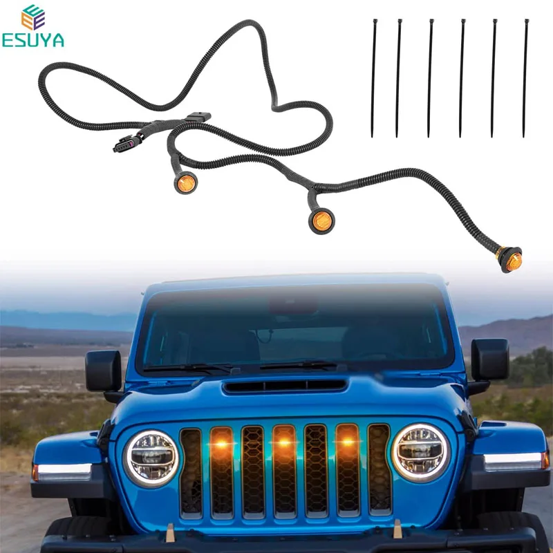 ESUYA Pre-Runner Style LED Grille Light Kit For Jeep Wrangler JL Sports Sahara Freedom Rubicon 2018-2022 Auxiliary Running Light