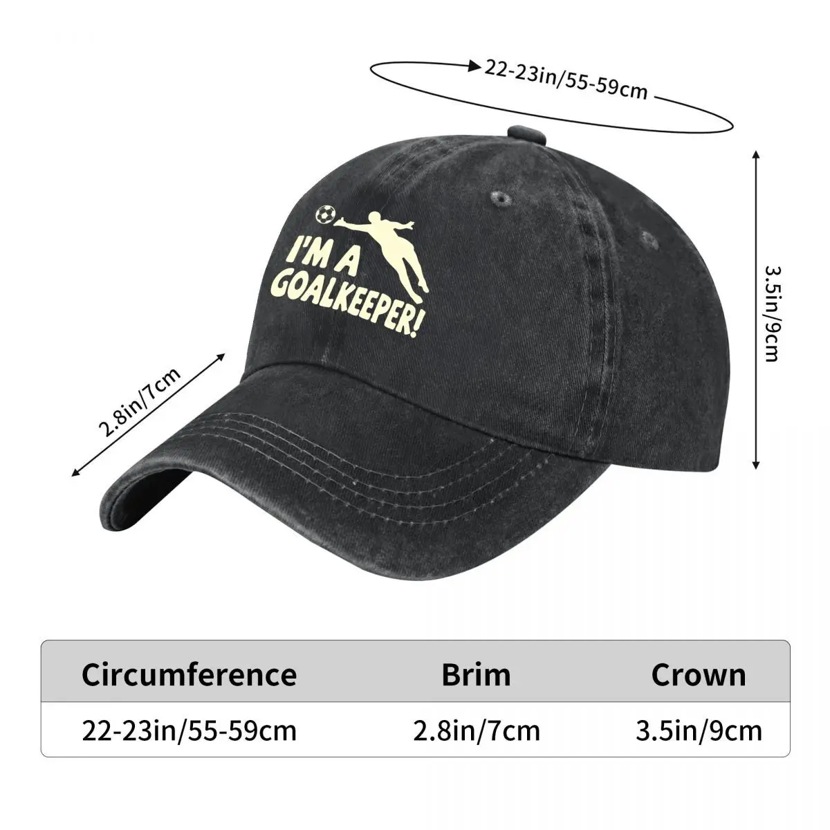 Im A Goalkeeper Soccer Save Diving Silhouette New Vintage Washed Cotton Baseball Cap Sun Hats