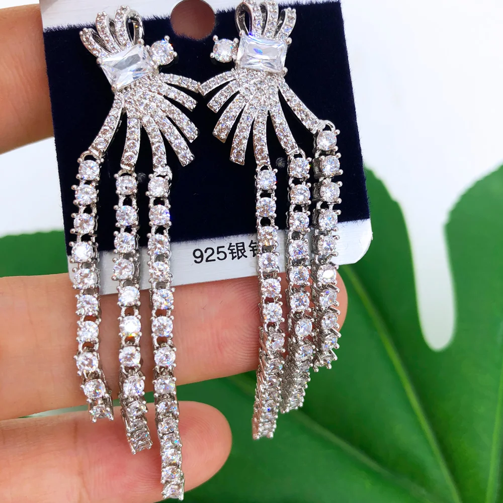 

Missvikki Fashion Trendy Jewelry Exclusive Infinity Tassel Dangle Earrings For Women Wedding Party CZ Dubai Bridal Accessories