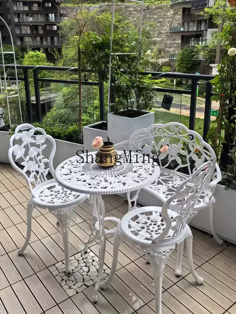 

HJ new modern home courtyard balcony park double chair garden leisure wrought iron outdoor bench