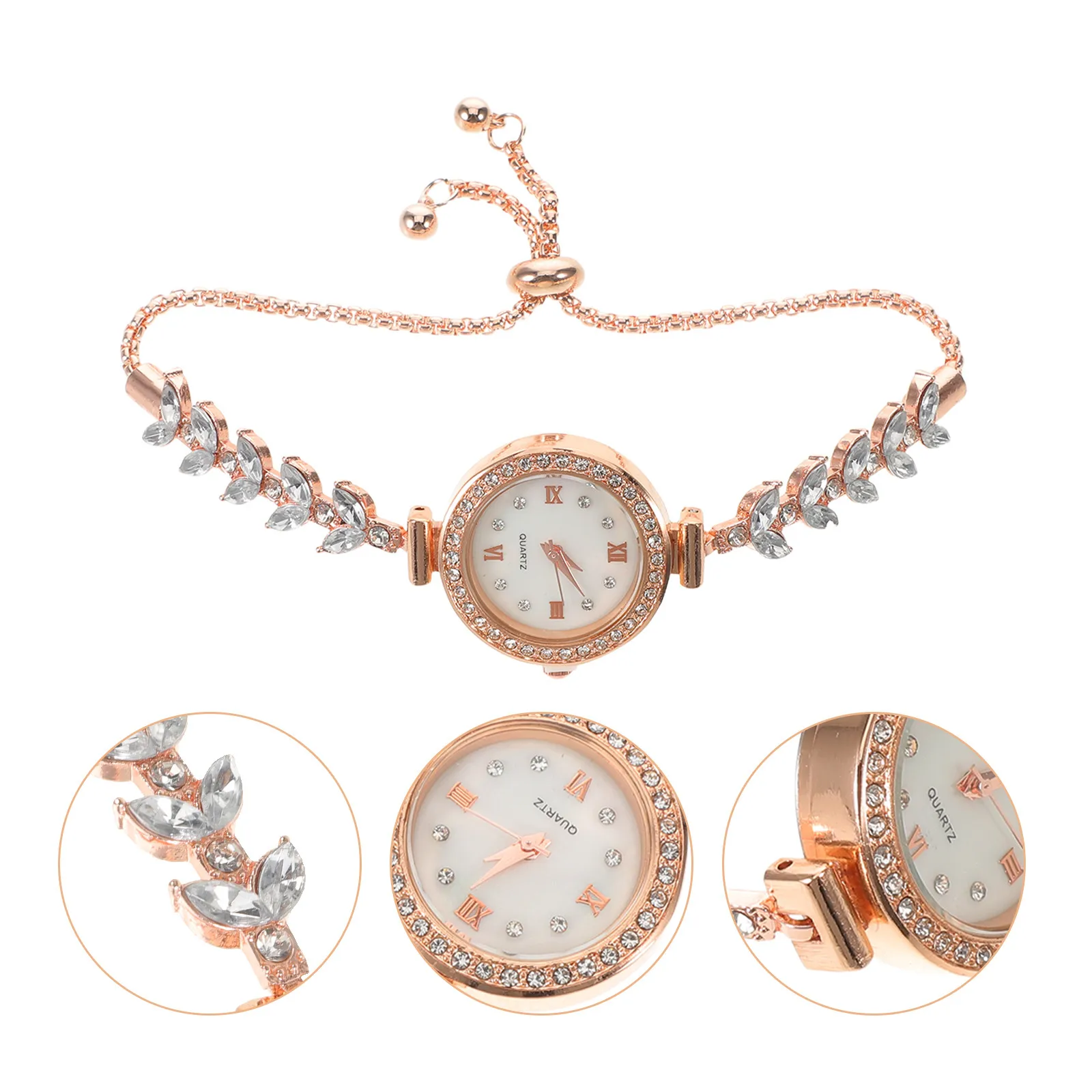 

Модные женские часы со стразами - тонкий круглый циферблат, кварцевый браслет - блестящие декоративные наручные часы для повседневного и торжественного стиля.