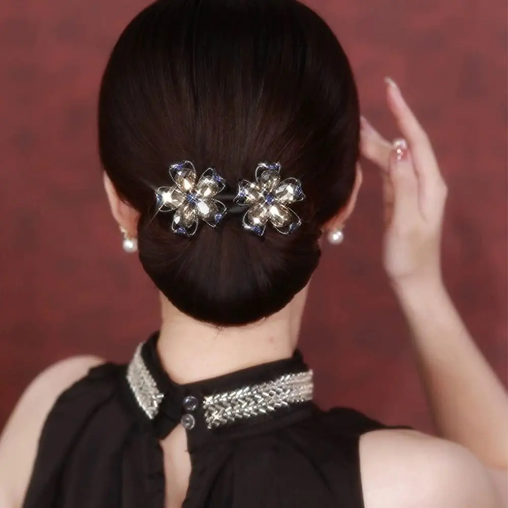 

New Hair Accessories Crystal Flower Hair Clip Hair Styling Tool Hair Bun Maker Bundle Hair Tie Girl