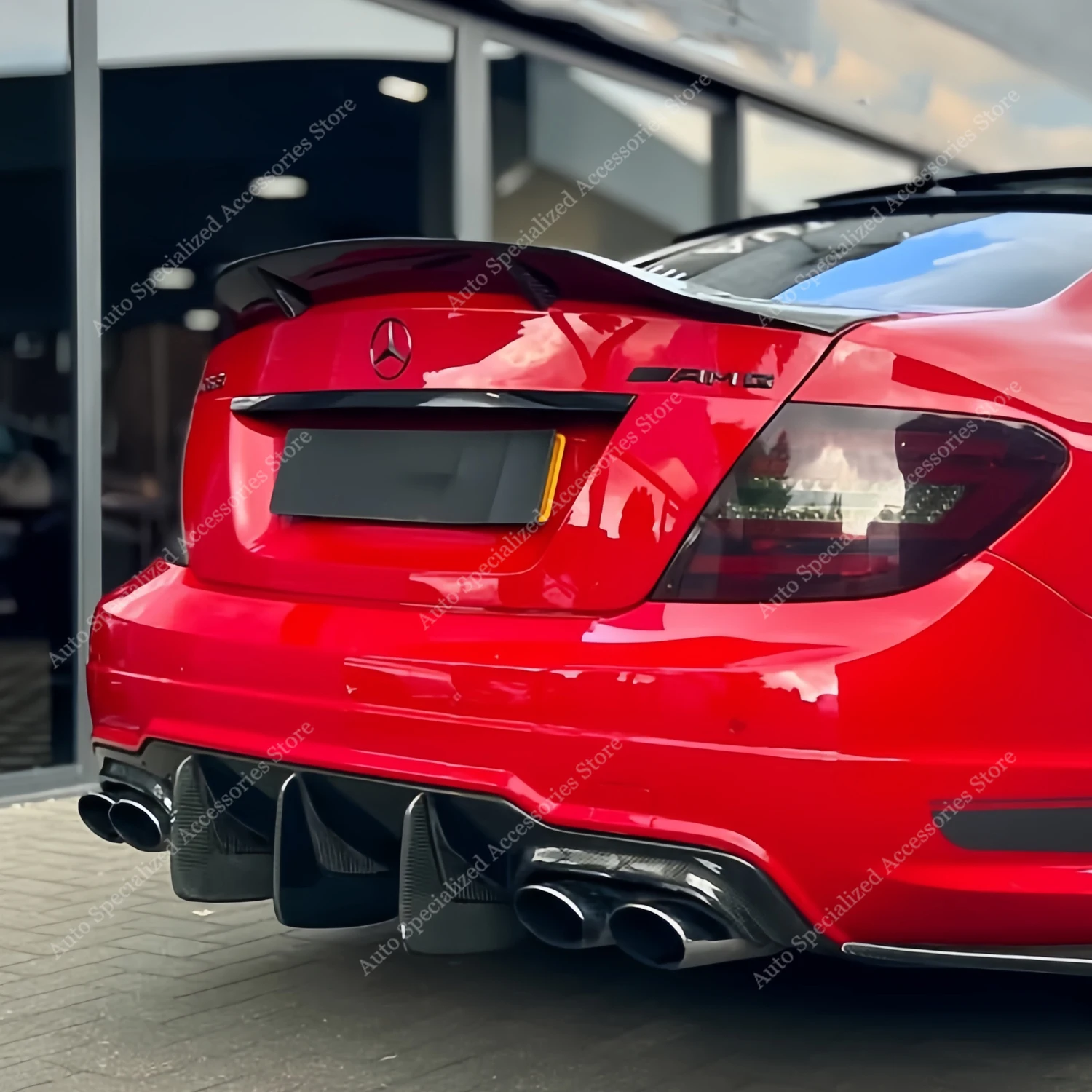 

R Style Gloss Black Rear Spoiler Wing For Mercedes W204 C200 C300 C350 C320 4-Door Rear Trunk Spoiler Caps 2007-2014 Bodykits