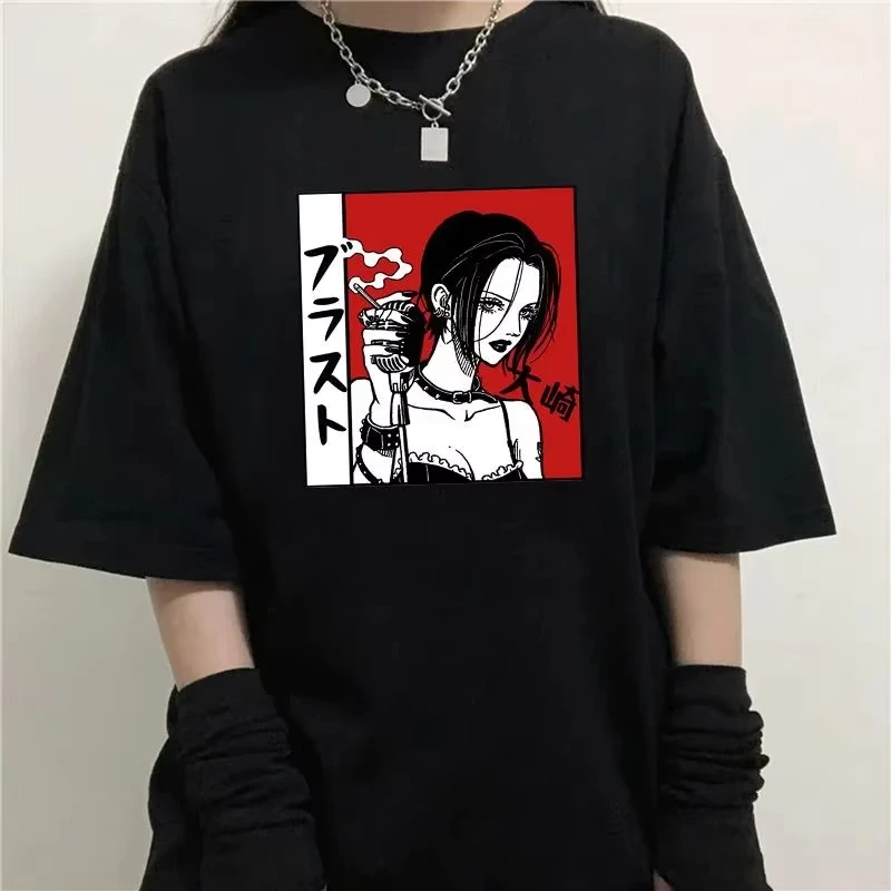 Camiseta de manga corta con patrón de Osaki Nana, ropa informal personalizada para mujer, moda de ocio callejero, nueva ropa de mujer, ropa de Anime