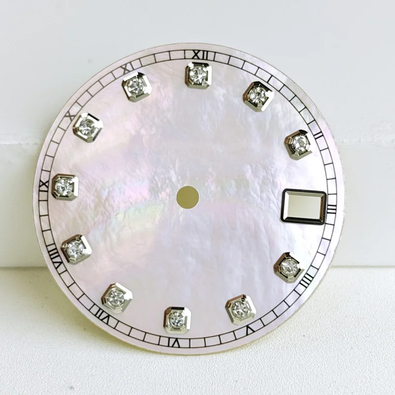 Custom LOGO watch Dial 28.5mm Mother-of-pearl Surface Diamond Studded for NH35/36 Movement Modification Accessories for Datejust