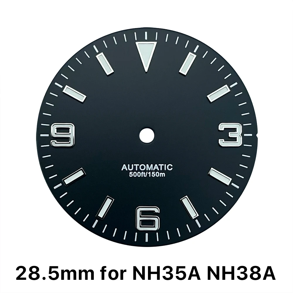BGW9 Lume 28.5mm Watch Dials Compatible with NH35 NH38 Movement No Date Black White Explore