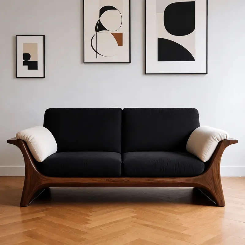 New Chinese Style North American Black Walnut Straight Row Sofa Light Luxury Solid Wood B&B Zen Customizable