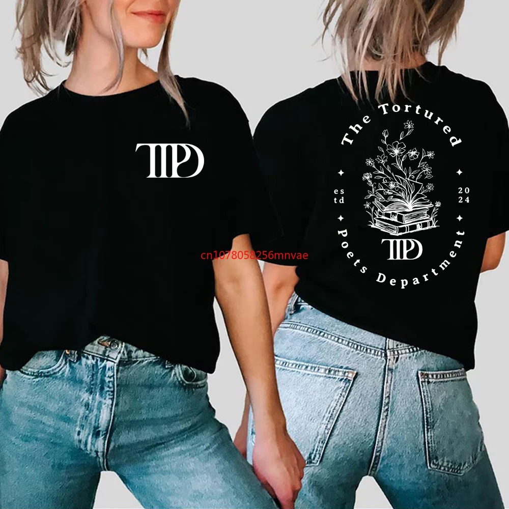 The Tortured Poets Department Floral Book Stack Shirt TTPD Front and Back Print Tees TS Music Inspired Top Harajuku Y2k Tshirt