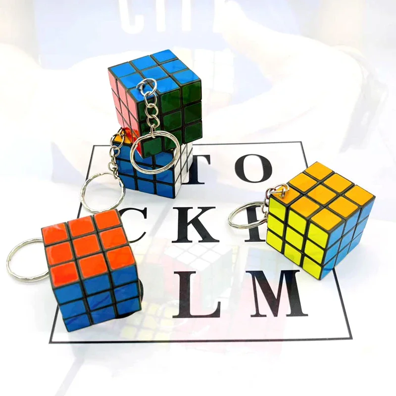 3x3 Mini Puzzle Magic Cube Keychain Promotional Gift Bag Accessories For Children Kids Girls Fashion DIY Jewelry Gift