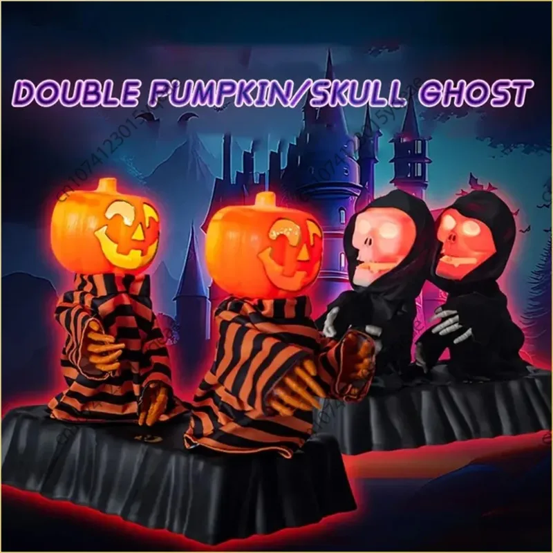 

Электрический танцевальный тыквенный призрак на Хэллоуин, украшение с голосовой активацией, индукционный скелет, музыкальная игрушка для жуткой вечеринки, настройка сцены