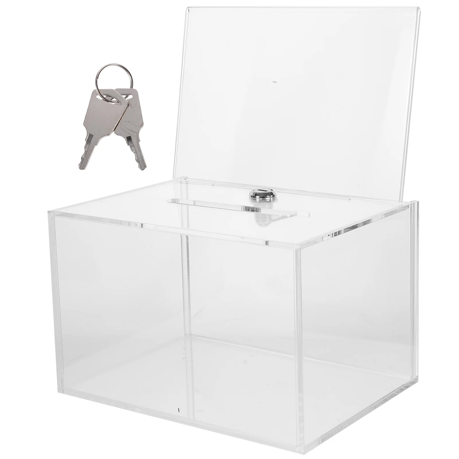 1Set Scratch Resistant Donation Box Acrylic Material with Lock for Fundraising Suggestion Voting Public Letter Complain