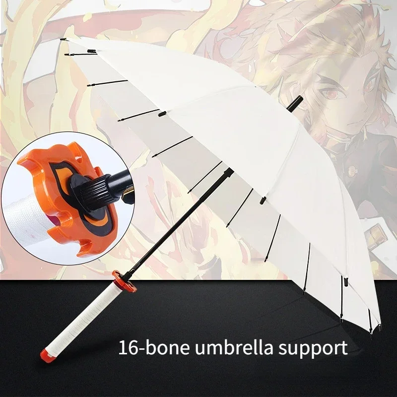 16 Bones Demon Slayer Katana Umbrella Tanjirou Creative Samurai Long Handle Sword Umbrella Windproof Sun Rain Straight Parasol