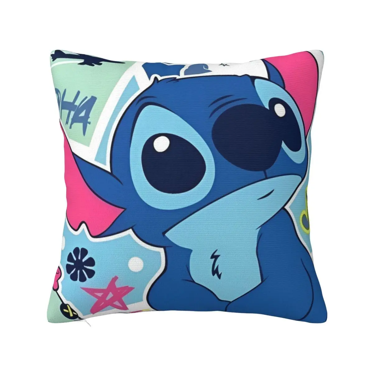 

Cute Stitch Stamp Shy Pillowcase Printed Polyester Cushion Cover Decorations Cartoon Pillow Case Cover Seat Square 18"