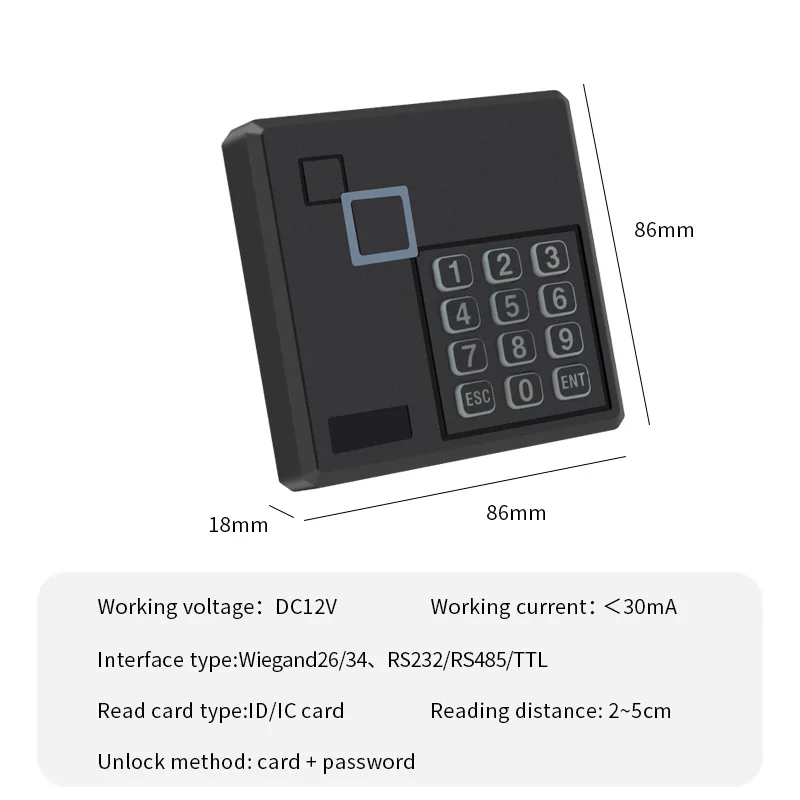 Imagem -05 - Impermeável Rfid Senha Porta Aberta id Card Keyboard Access Control Reader Uart Wiegand ao ar Livre Ip68 12v 125khz dc Rs232 e 485