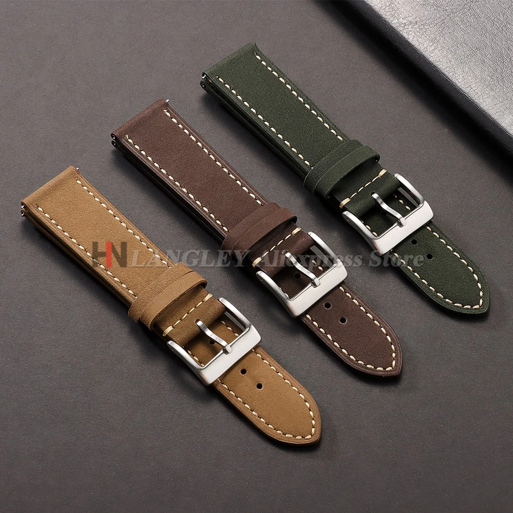 20 mm 22 mm Echtlederarmband für Samsung Galaxy Watch 7/6/5/4 40 44 mm Band Retro Matt Armband für Xiaomi Redmi Watch 3 Lite