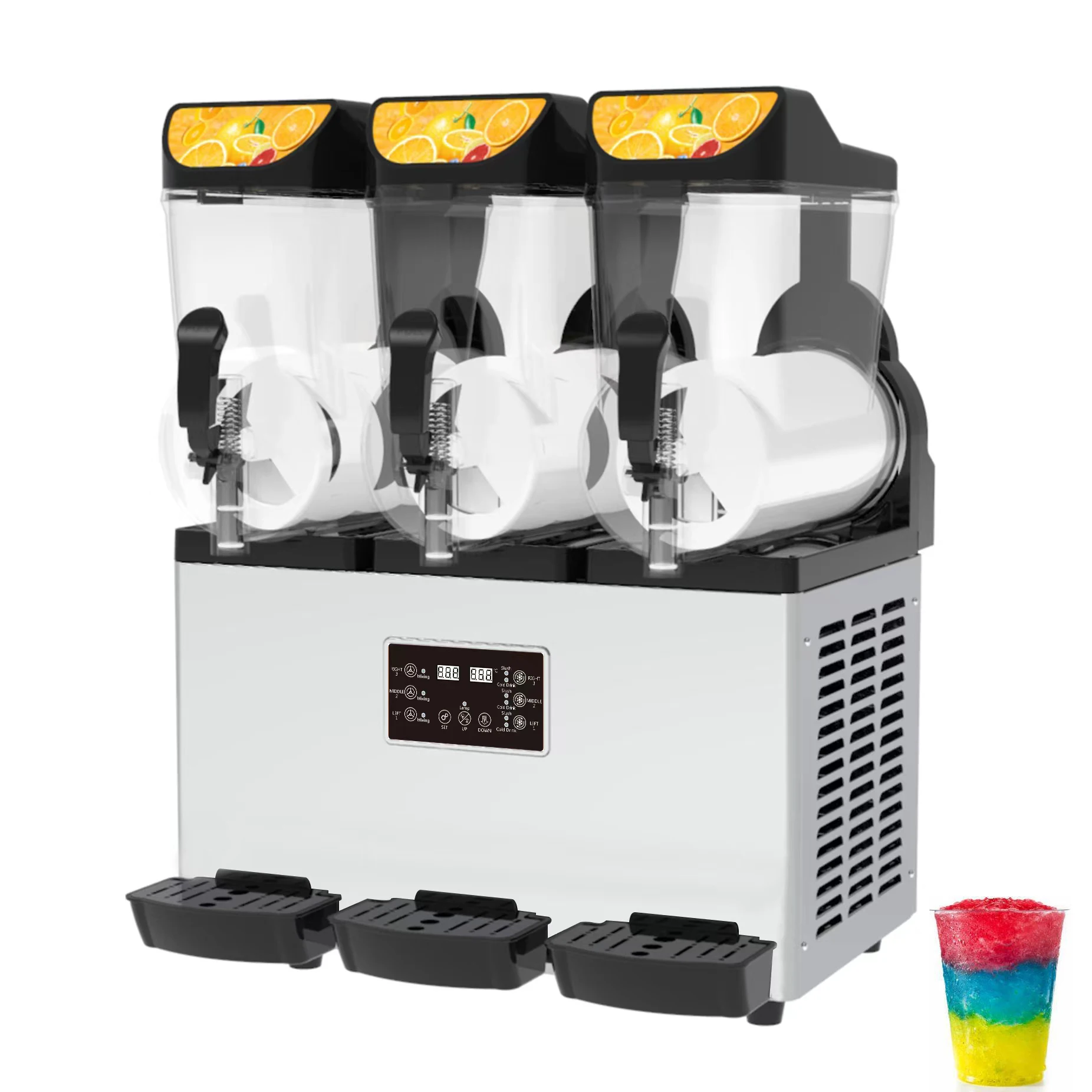 

Slushie Machine Frozen Drink 3 Tanks 15L Commercial Slushy Maker Smoothie Ice Making Machine Slush Machine for Beverages