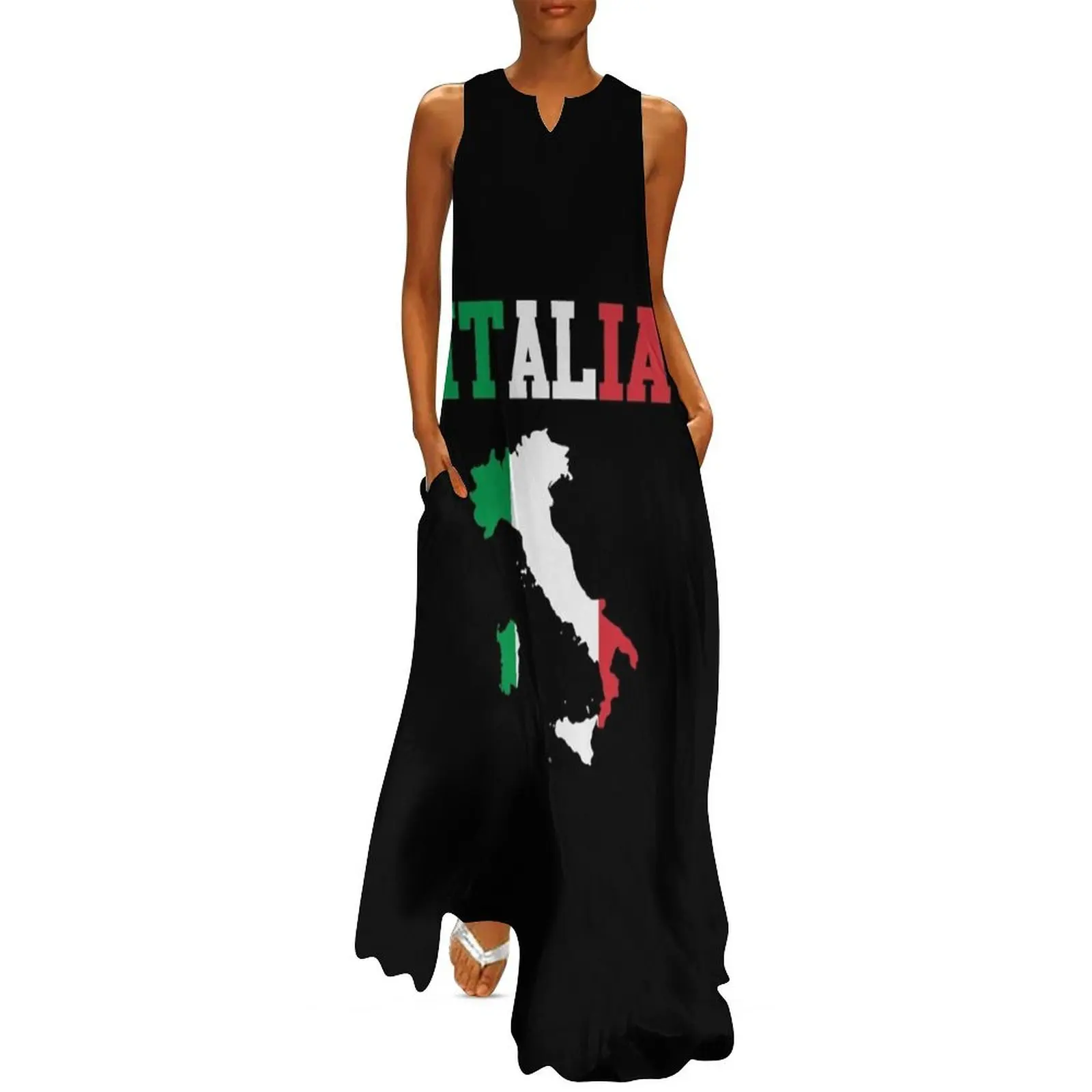 

vintage Italia Flag Italy Italian Italiano Gifts Long Dress summer dresses loose women's dress Dress