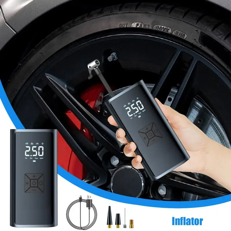 Car Tire Inflator Pump Wireless Air Compressor Pump With Bright Led Lights Portable Compressor Digital Cordless Tyre Inflator