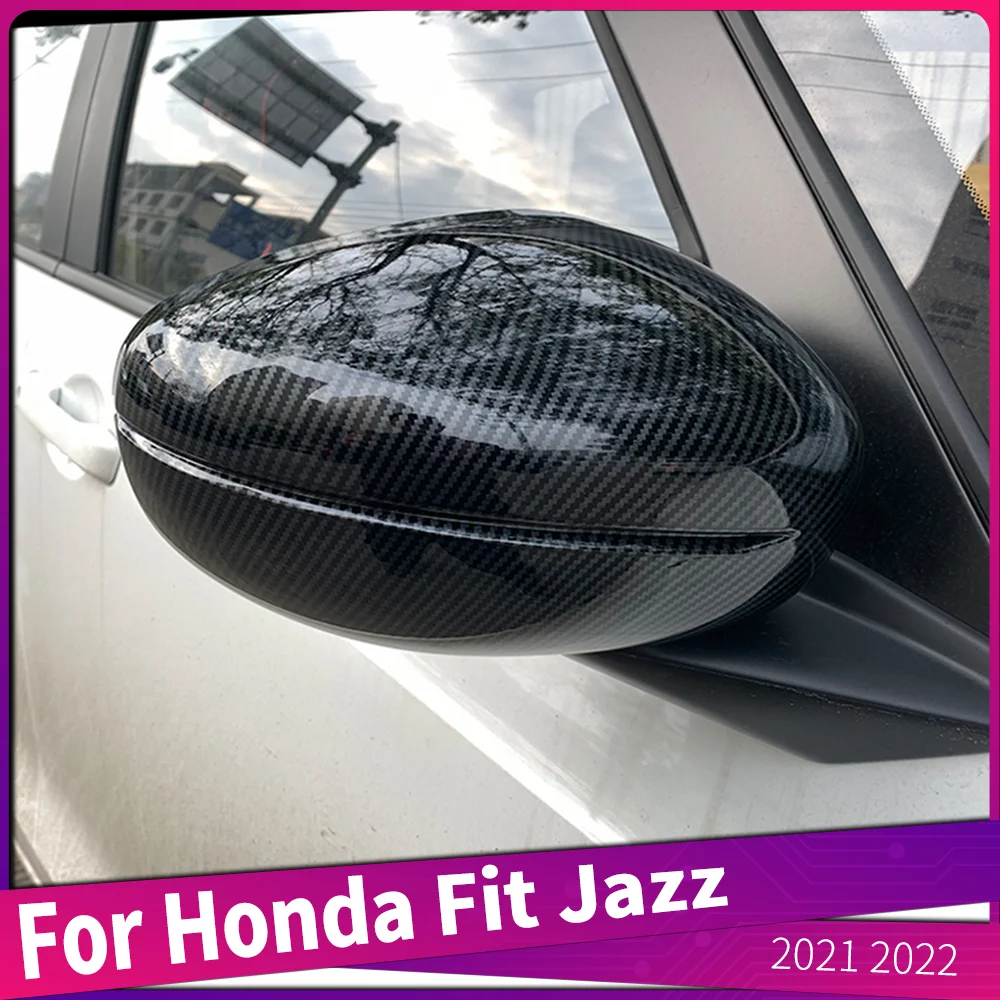 

Fit For Honda Fit Jazz 2021 2022 ABS Carbon Fiber Car Exterior Rear View Mirror Trims Cover Frame