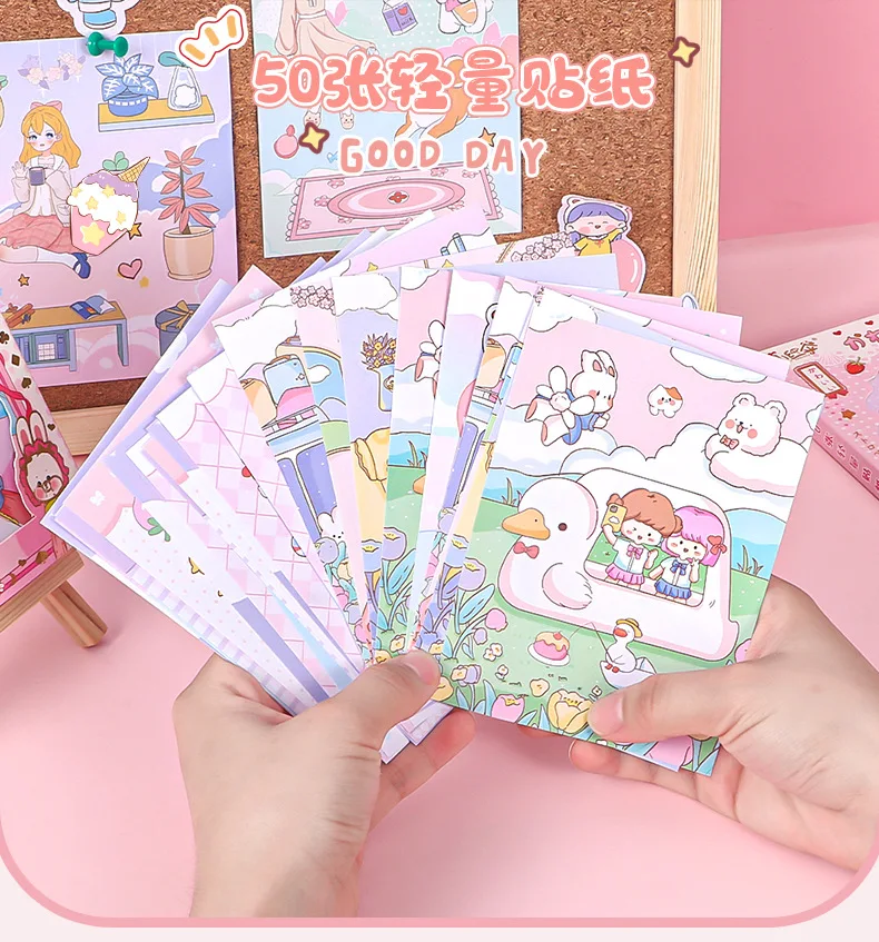 50PCS Hand Account Stickers Children's  Cute Stickers Cartoon Guka  Kawaii Stickers