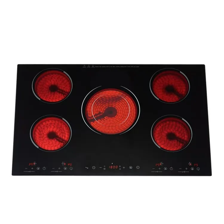 Fuge Five-Head European Style Household Induction Cooker with Microcrystalline Panel Touch Control Waterproof 2000-8000W Power