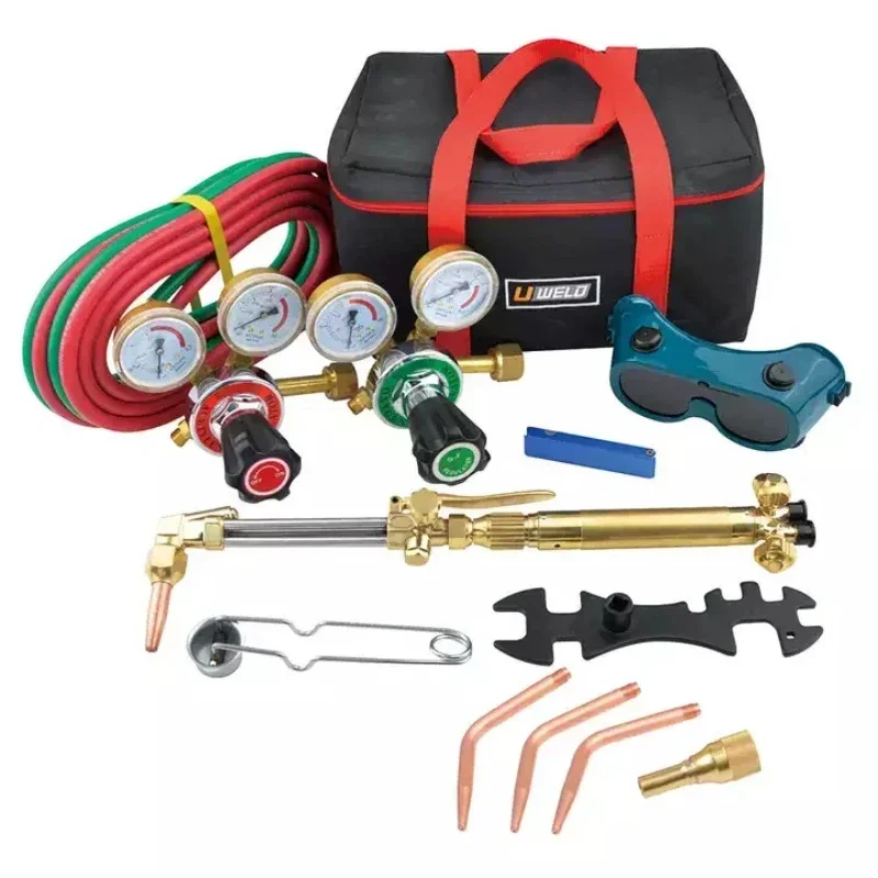 Industrial small welding set, high-quality stainless steel brass welding torch, portable industrial gas cylinder set, handbag