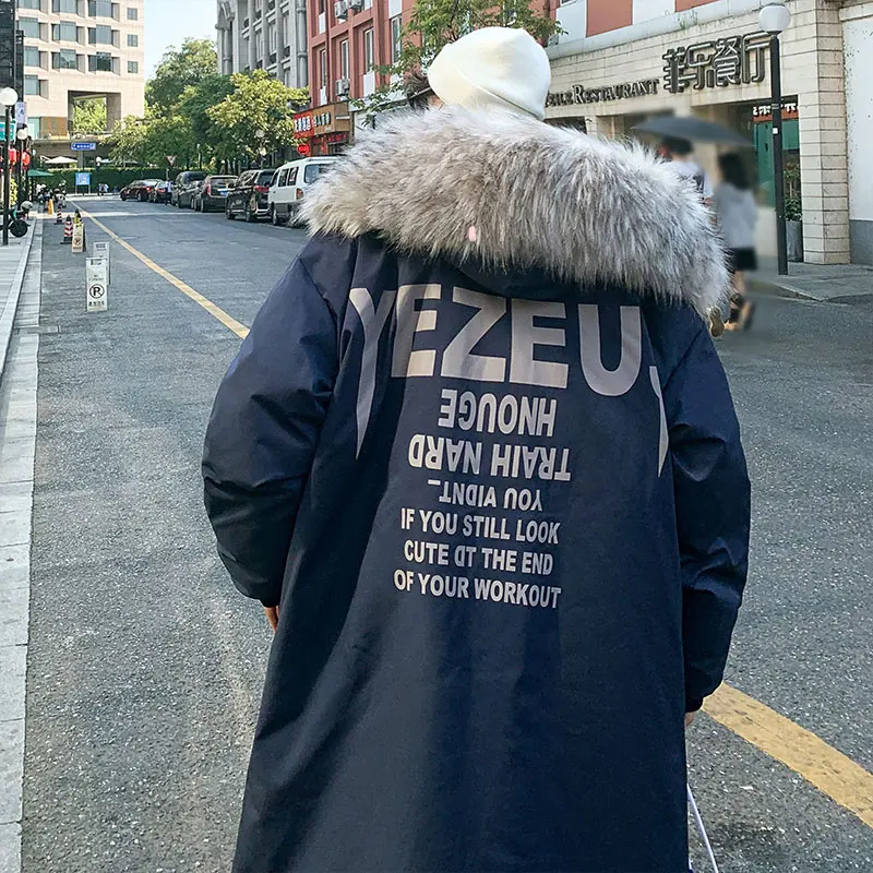 Chaqueta de plumón de pato para hombre y mujer, abrigo grueso y cálido con cuello de piel, Parka cortavientos con capucha, ropa de calle para