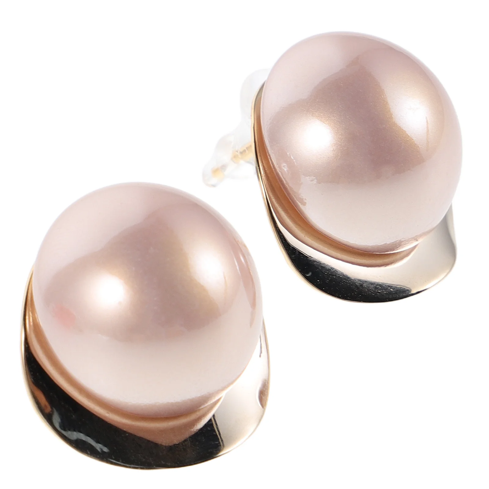 

1Pair Disc Faux Pearl Earrings Round Stud Lightweight Elegant Large Statement Jewelry Women Disc Earrings Ear Studs for Women