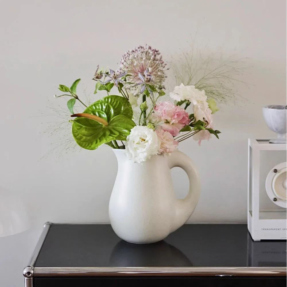 

Скандинавская керамическая ваза Ins кремовые украшения для гостиной спальни вход настольная ваза для цветов аксессуары для украшения дома