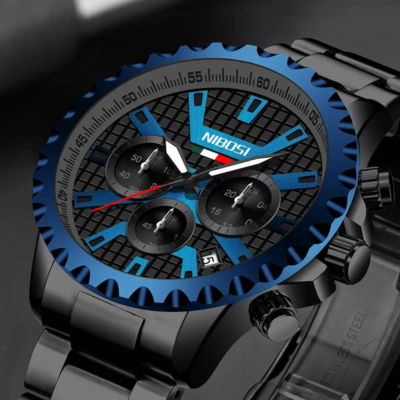 

NIBOSI Men Watch Top Brand Luxury Sports Quartz Luminous Mens Watches Waterproof Chronograph Wristwatch Men Relogio Masculino