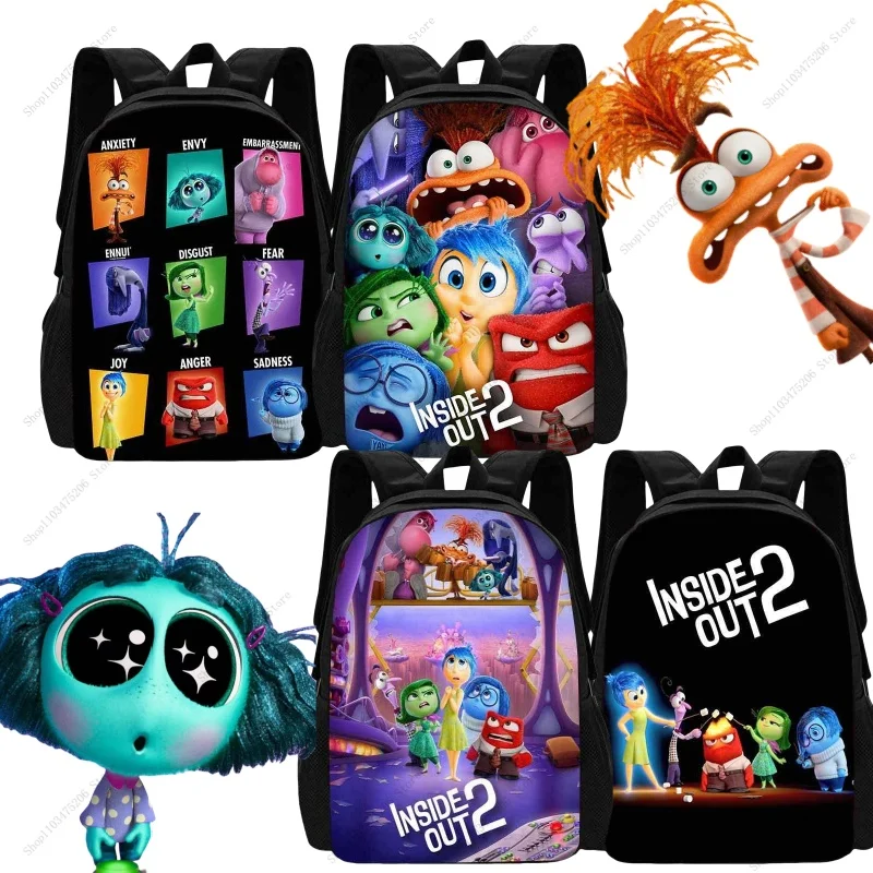 Disney Inside Out 2 Backpacks Anime Cartoon Printed Shoulders Bag Back To School Gifts Large Book Bag Rucksack Children Anime