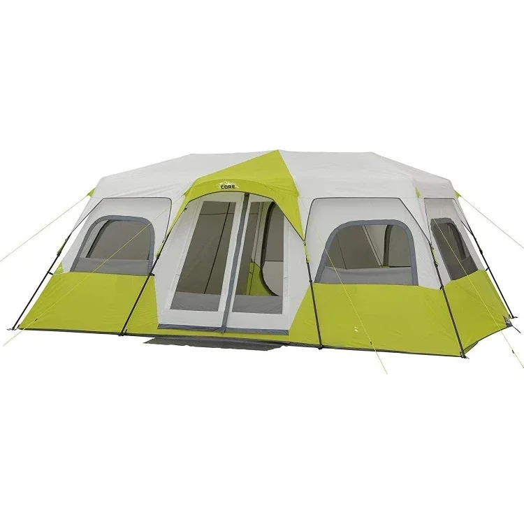 Tienda de campaña tipo cabina instantánea para 12 personas | Tienda enorme de 3 habitaciones para familia con bolsillos de almacenamiento para accesorios de camping | Portátil grande emergente