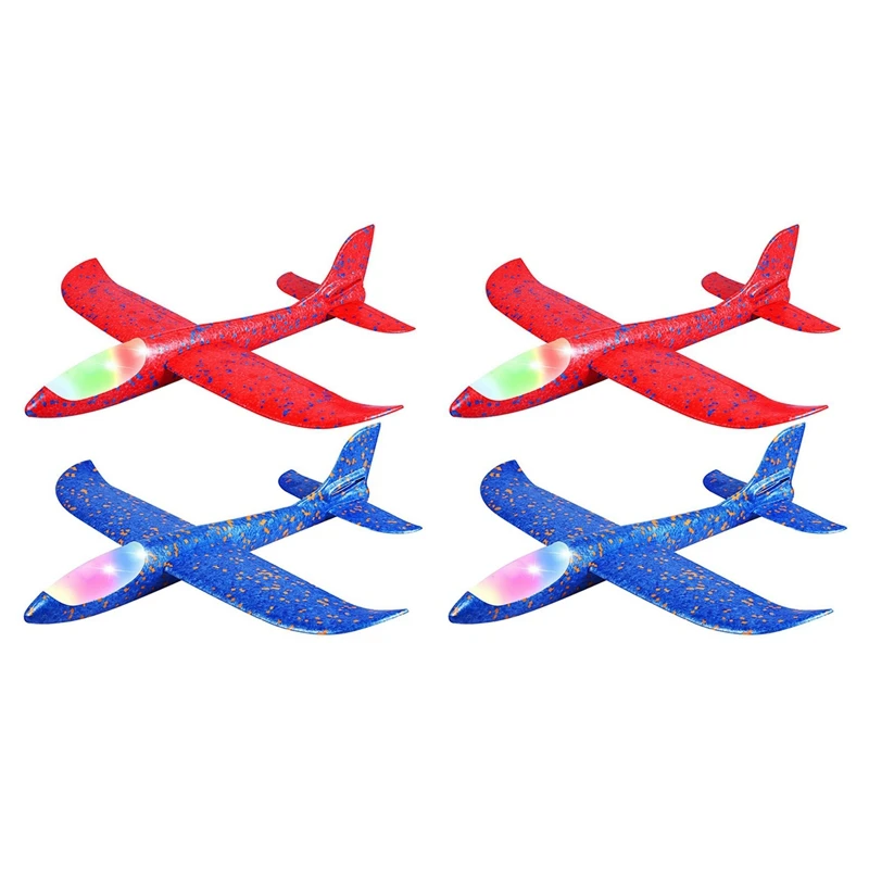 4Pack LED Light Airplane Toys Throwing Foam Plane Flashing Luminous Glider Plane Outdoor Sport Birthday Party Favors