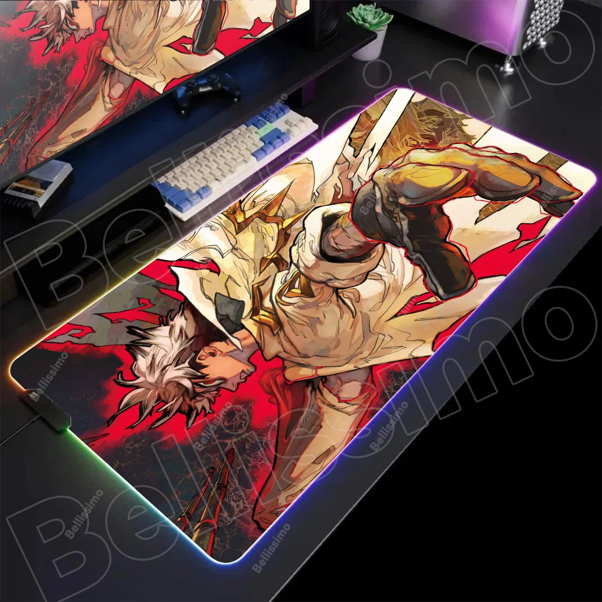 

RGB Mouse Pad Anime Gaming Accessories Varmilo Keyboard Pad G-gachiakuta Desk Mat Gabinete Gamer Carpet LED Mousepad Mouse Mat