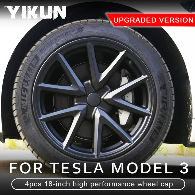 

4PCS Hubcap Performance Replacement Wheel Cap Automobile Full Rim Cover Accessories for Tesla Model 3 Hub Cap 18 Inch 2016-2023