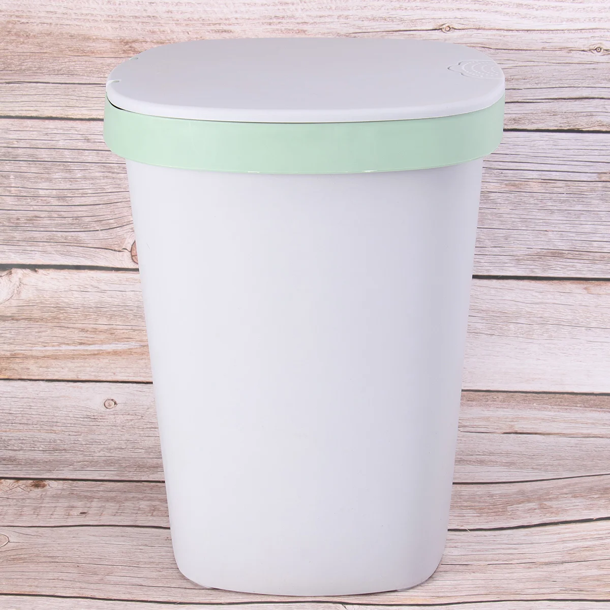 

Trash Can with Lid Small Green Plastic Desk Bin Push Button Silent Garbage Cans Odorless Premium Material Home