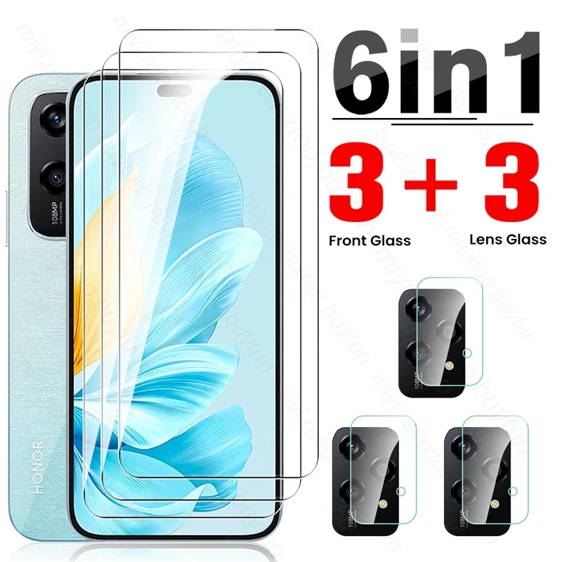 For Honor 200 Lite 5G Case 6 In 1 Tempered Glass Screen Protector On Honor200lite Honar Honer 200Lite Light 5G 2024 Camera Glass