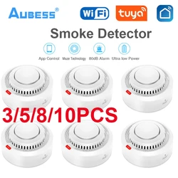 Aubess Tuya WiFi Smoke Detector Security Protection Smoke Alarm Fire Protection For Home Security System Via Smart Life App