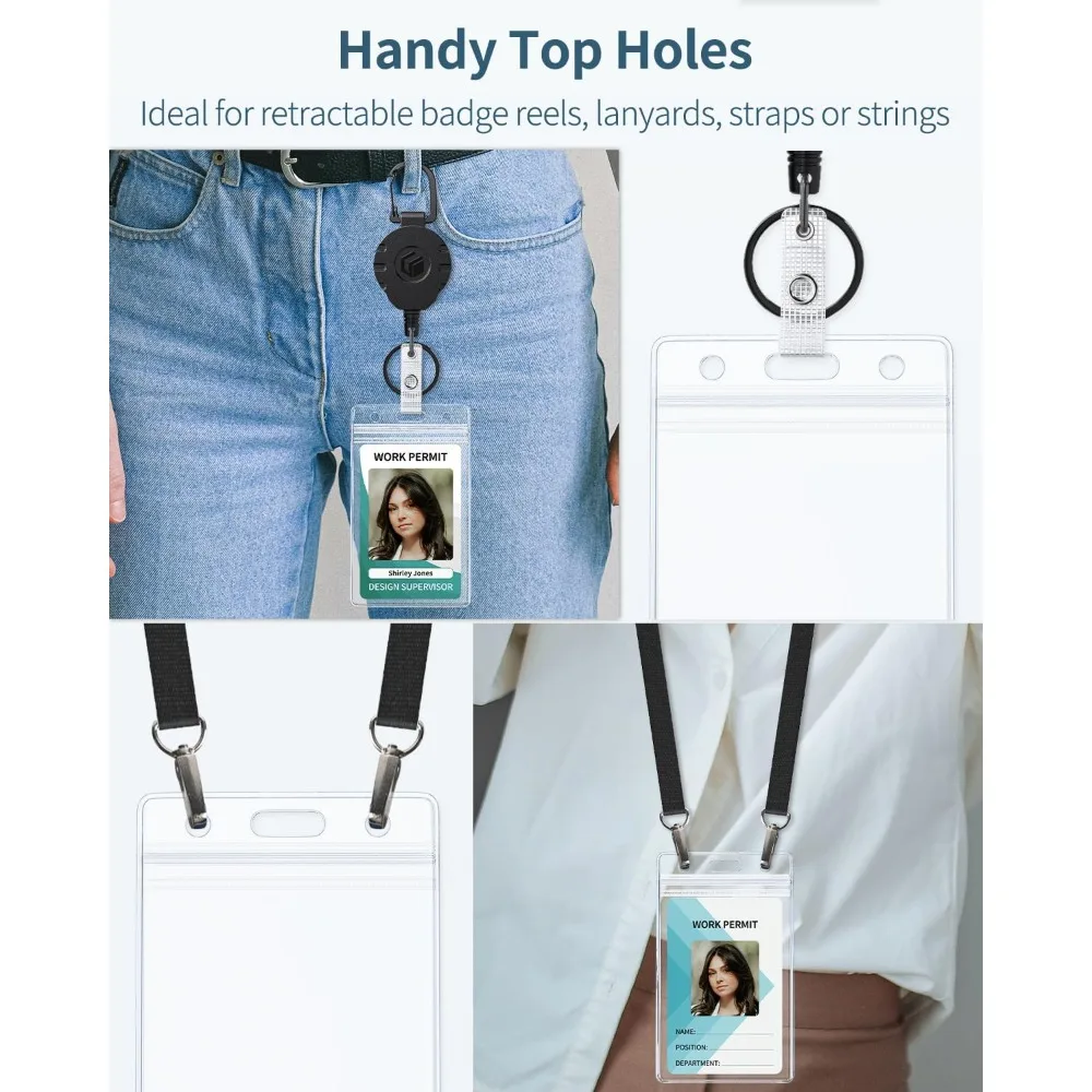 6 عبوات من حامل شارة الهوية العمودية، غطاء حماية شفاف مقاوم للماء، حقيبة حماية شديدة التحمل مع سحاب قابل للإغلاق - رائجة البيع! #5