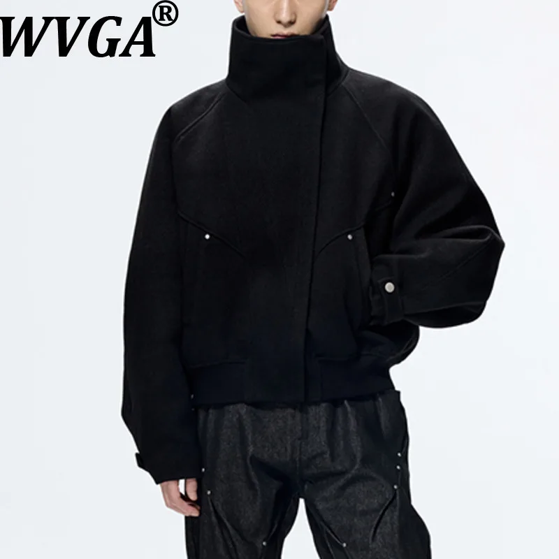 

WVGA Осенне-зимняя новая мужская модная куртка с воротником-стойкой и длинными рукавами, нишевая шикарная повседневная куртка с карманами, уличная одежда Ins Y2K W14730