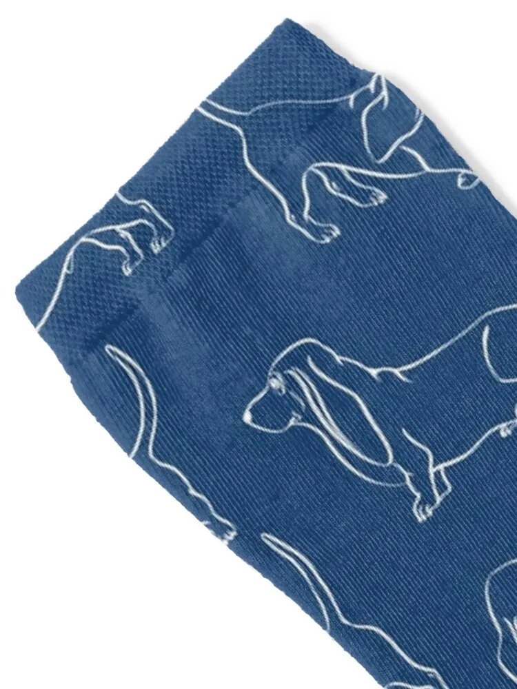 Basset Hound Pattern (Navy Background) Socks anti-slip cycling bright garter Men's Socks Luxury Women's