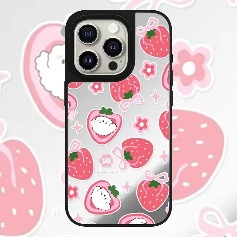 Niedliche Regenbogen Welpen spiegel Handy hülle Abdeckung für iPhone 12 13 14 15 16 Pro Max Hülle für iPhone 15 16 Pro max