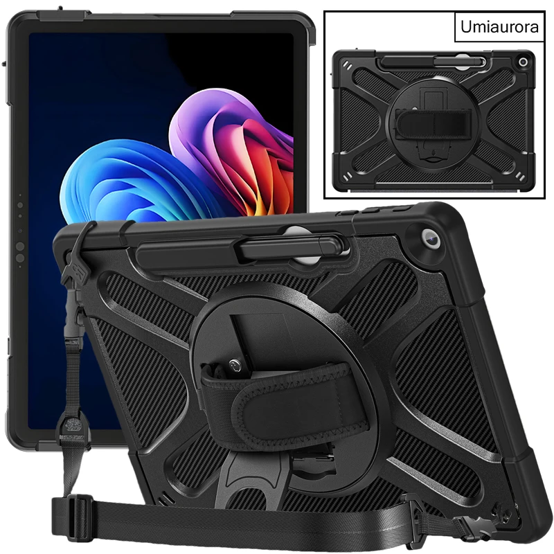For Microsoft Surface Pro12 Pro 12 12 inch 2025 360 Rotation Hand Shoulder Strap Stand Tablet Case Protective Cover Funda