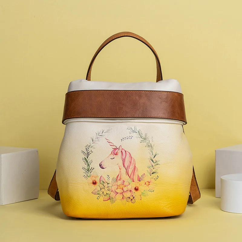 Bolsos De mano personalizados con estampado artístico De piel De vaca auténtica Para Mujer, Carteras Para Mujer De Moda originales