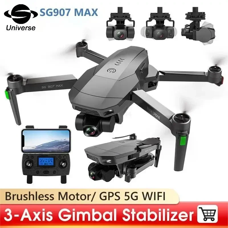 SG907 MAX Drone FPV 3-Axis Gimbal Drones 4K HD Dual Camera Professional Brushless Motor 5G WIFI GPS Foldable Quadcopter RC dron