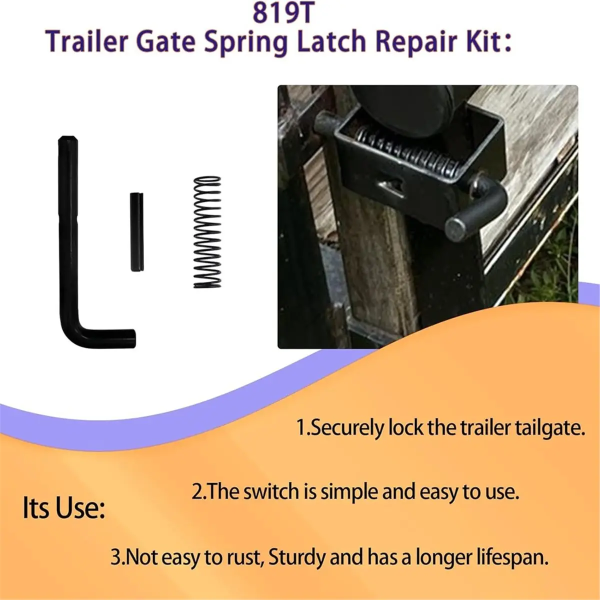 819T Trailer Gate Spring Catch Kit,Heavy Trailer Gate Spring Catch Pin Replacement Door Catch Repair Kit