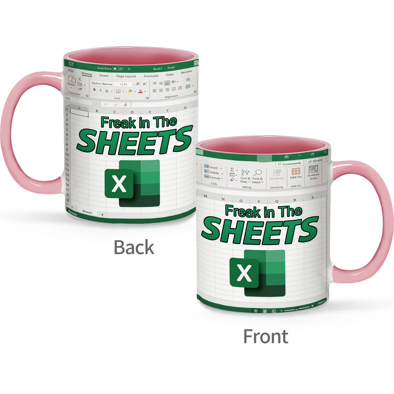 1PC, Gifts for Boss, Accountant, Coworker Freak In The Sheets Mug，11oz Ceramic Coffee Cup.Double-sided Design(Pink)